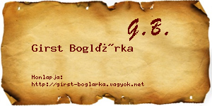 Girst Boglárka névjegykártya